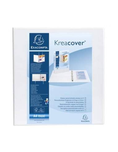 Raccoglitore personalizzabile Exacompta A4 maxi Kreacover® bianco 4 anelli a D 60 mm - 51945E Exacompta - 1
