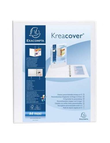 Raccoglitore personalizzabile Exacompta A4 maxi Kreacover® bianco 4 anelli a D 25 mm - 51946E Exacompta - 1