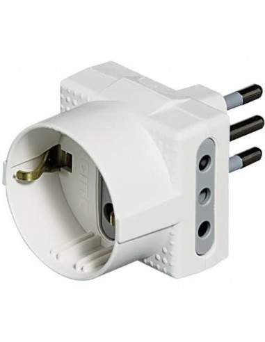 Adattatore con spina bticino 10A + presa P30 + 2 prese 10A bianco S3610DE Bticino - 1