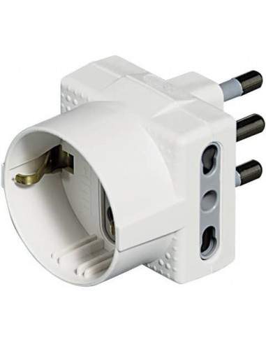 Adattatore con spina bticino 16A + presa P30 + 2 prese bipasso 10/16A bianco S3611DE Bticino - 1