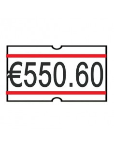 Rotolo da 1200 etichette per prezzatrice Printex sagomate 21x12 mm bianco/rosso remov.  conf. 10 rotoli - B10/2112RBRST Printex 