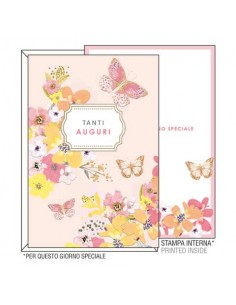 Biglietti augurali Kartos Everyday "Auguri" farfalle, fiori e oro 07312701A  - 1
