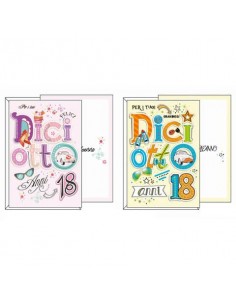 Biglietti augurali Kartos "18 anni" con stampa e glitter per lei 07546202B  - 1