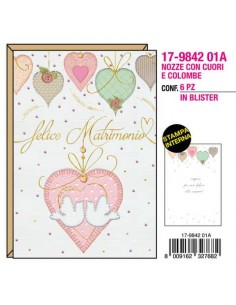 Biglietti augurali Kartos "Nozze" cuori e colombe 17984201A  - 1
