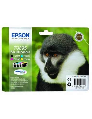 Cartucce inkjet Scimmia T0895/blister RS Epson nero+ciano+magenta+giallo Conf. 4 - C13T08954010 Epson - 1