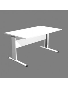 Scrivania Artexport Presto 140x80x72cm fianchi metallo a L spess. 22mm bianco gambe alluminio - 002+30511/3 Artexport - 1