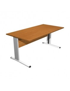 Scrivania Artexport Presto 140x80x72cm fianchi metallo a L spess. 22mm noce chiaro gambe alluminio - 002+30511/4 Artexport - 1