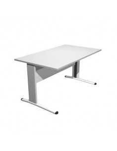 Scrivania Artexport Presto 140x80x72cm fianchi metallo a L spess. 22mm grigio gambe alluminio - 002+30511/9 Artexport - 1