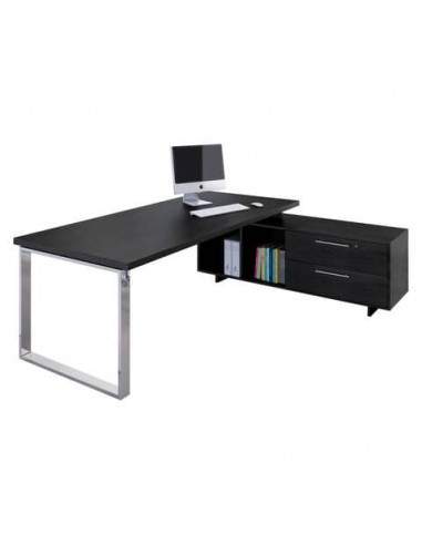 Scrivania manageriale Artexport Flora 225x170x74 cm fianchi metallo nero venato frassino - 902RIT/M/8 Artexport - 1