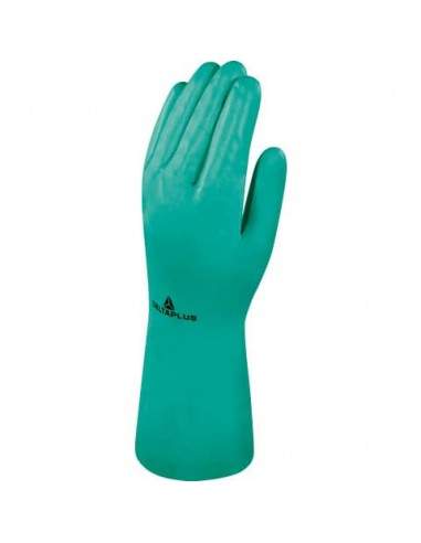 Guanto da lavoro Delta Plus Nitrile floccato cotone 33 cm verde taglia 7 - VE801VE07 Delta Plus - 1