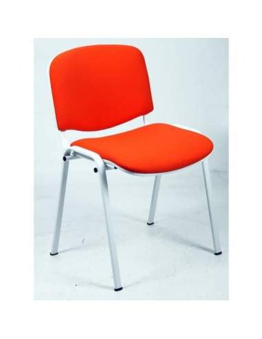 Sedia visitatore 4 gambe Unisit Dado D5B acciaio bianco - rivestimento eco rosso - Conf. 2 pezzi - D5B/2/ER UNISIT - 1