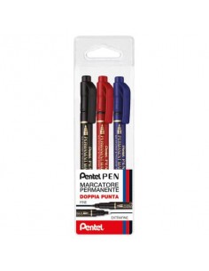 Marcatore permanente doppia punta Pentel Twin Tip tratti F-M assortiti conf. 3 pezzi - 0022168 Pentel - 1
