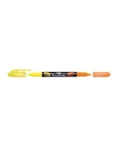 Evidenziatore Pentel Twin Checker a doppia punta 1-3 mm giallo-arancio - SLW8-GF Pentel - 1