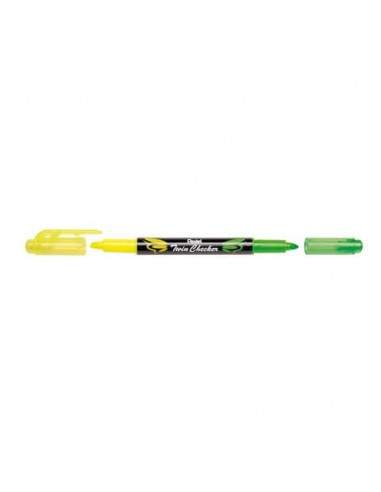 Evidenziatore Pentel Twin Checker a doppia punta 1-3 mm giallo-verde - SLW8-GK Pentel - 1