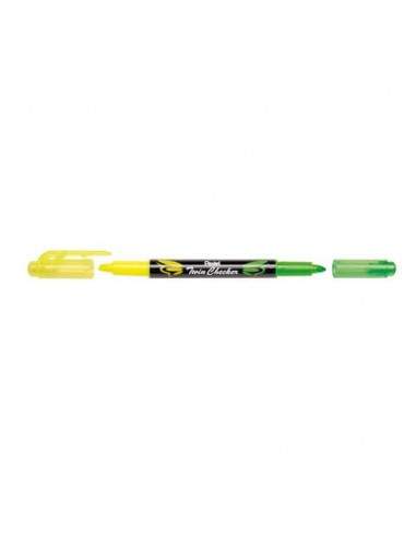 Evidenziatore Pentel Twin Checker a doppia punta 1-3 mm giallo-verde - SLW8-GK Pentel - 1
