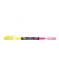 Evidenziatore Pentel Twin Checker a doppia punta 1-3 mm giallo-rosa - SLW8-GP Pentel - 1