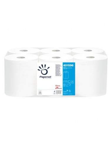 Asciugamani in Rotolo a devolgimento Papernet - 450 strappi - 2 veli - 29,7x30,5 cm - Conf. 6 pezzi - 401596 Papernet - 1