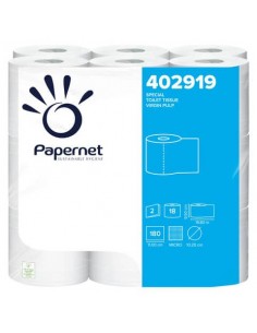Carta igienica microincollata Papernet 180 strappi - 2 veli Conf. 18 pezzi - 402919 Papernet - 1 2