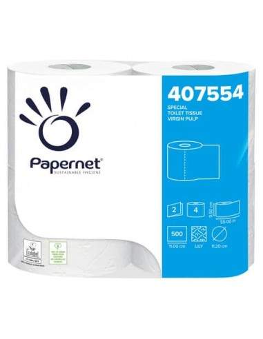 Carta igienica microincollata Papernet 500 strappi - 2 veli Conf. 4 pezzi - 407554 Papernet - 1