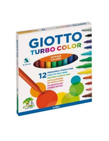 Pennarelli GIOTTO Turbo Color punta fine 2,8 mm assortiti astuccio da 12 - 416000 Giotto - 1