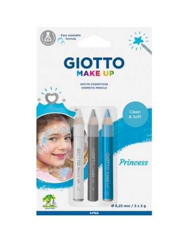 Tris tematico di matite cosmetiche GIOTTO bianco, argento, azzurro - Princess conf. 3 pezzi 473400 Giotto - 1
