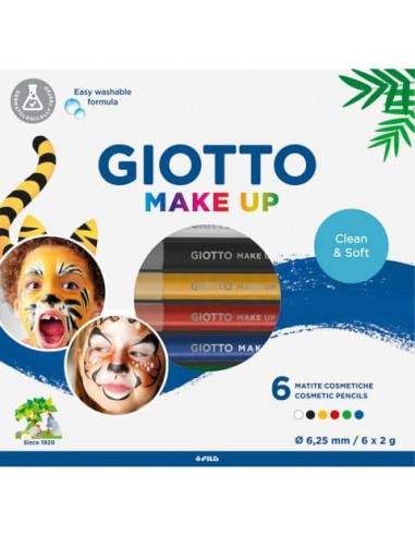 Set di 6 matite cosmetiche GIOTTO Make Up bianco, rosso, nero, giallo, verde, blu - conf. 6 pezzi - 474000 Giotto - 1