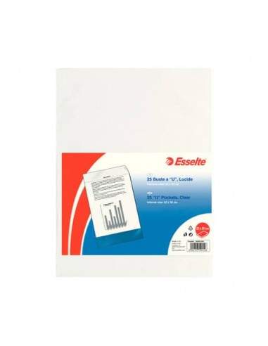 Buste a U ESSELTE Deluxe trasparente 22x30 cm conf. 25 pezzi - 395901200 Esselte - 1