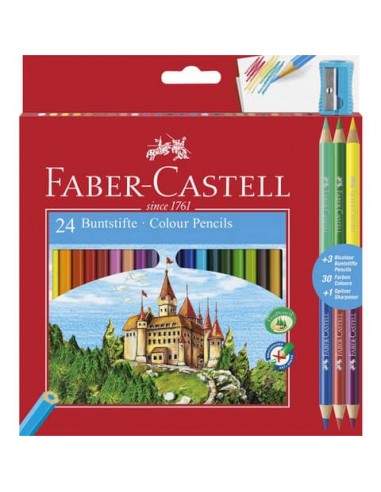 Matite colorate Faber-Castell Eco Il Castello Conf. 24 + 3 Bicolor - 110324 Faber Castell - 1