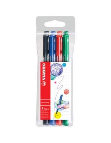 Fineliner Stabilo pointMax 0.8 mm assortiti Conf. 4 pezzi - 488/4 Stabilo - 1