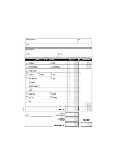 Buste-Nota spese da rimborsare Data Ufficio - 25 buste staccabili con voci prestampate - 28x15 cm DU185000000  - 1