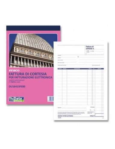 Blocco fatture di cortesia data ufficio 21,5x14,5 cm 33x2 copie autoricalcanti DU16413FE00  - 1