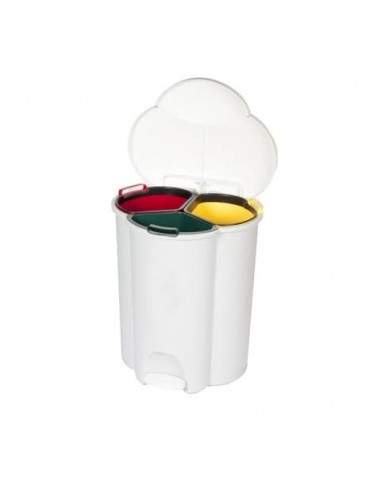 Contenitore a pedale Trio Rubbermaid 3 scomparti per differenziata - bianco R050509 Rubbermaid - 1