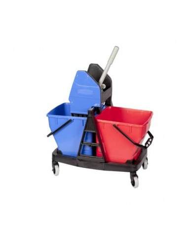 Kit Carrello Duo Bravo Rubbermaid +2 secchi 18 L + strizzatore rosso/blu R015111 Rubbermaid - 1