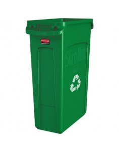 Contenitore rifiuti per differenziata Rubbermaid Slim Jim® con canali di ventilazione 87 L verde - FG354007GRN Rubbermaid - 1