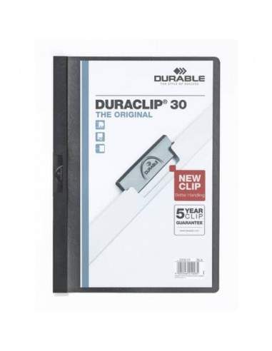 Cartellina con clip Durable DURACLIP® A4 - dorso 3 mm - capacità 30 fogli nero - 220001 Durable - 1