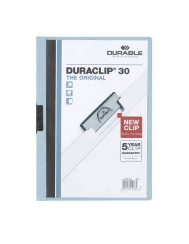 Cartellina con clip Durable DURACLIP® A4 - dorso 3 mm - capacità 30 fogli azzurro - 220006 Durable - 1