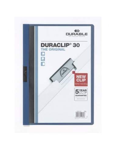 Cartellina con clip Durable DURACLIP® A4 - dorso 3 mm - capacità 30 fogli blu - 220007 Durable - 1