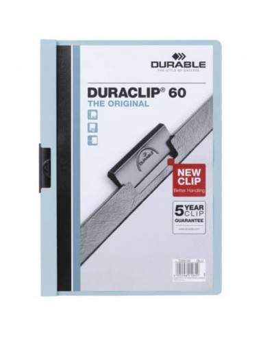 Cartellina con clip Durable DURACLIP® A4 - dorso 6 mm - capacità 60 fogli azzurro - 220906 Durable - 1