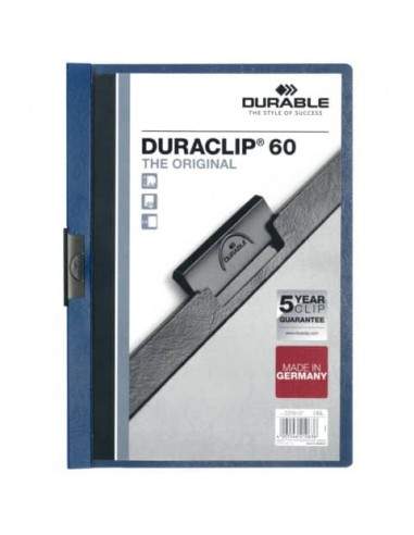 Cartellina con clip Durable DURACLIP® A4 - dorso 6 mm - capacità 60 fogli blu - 220907 Durable - 1