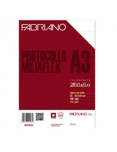 Fogli protocollo Fabriano Miliaflex A3 125 g/m² rigato uso bollo Conf. 200 fogli - 02310125 Fabriano - 1