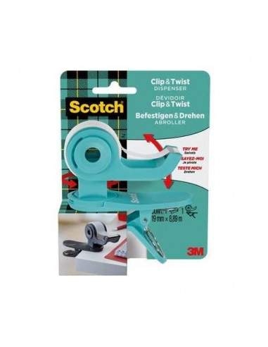 Dispenser per nastri adesivi Scotch® Clip&Twist menta + 1 rotolo Scotch Magic - C19-clip-tl Philips - 1