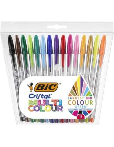 Penne a sfera con cappuccio BIC Cristal Large Multicolour 1,6 mm assortiti Conf. 15 pezzi - 964899 Bic - 1