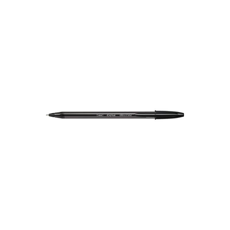 Penna a sfera con cappuccio Bic Cristal nera - tratto 1 mm - fusto  trasparente (conf. 50)