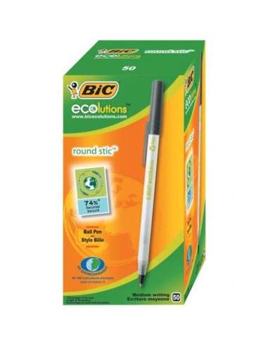 Penne ecologiche con cappuccio BIC Round Stic ECOlutions 1 mm nero Conf. 60 pezzi - 8932392 Bic - 1