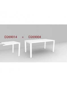 Scrivania DELLA ROVERE Logodesk con allungo laterale 220x80x74 cm bianca struttura bianca - D269014 + D269004  - 1