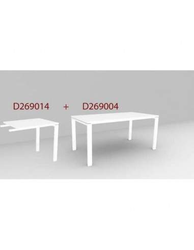 Scrivania DELLA ROVERE Logodesk con allungo laterale 220x80x74 cm bianca struttura bianca - D269014 + D269004  - 1