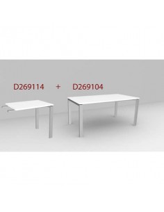 Scrivania DELLA ROVERE Logodesk con allungo laterale 220x80x74 cm bianca struttura grigia - D269114 + D269104  - 1
