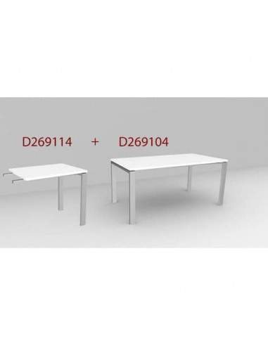 Scrivania DELLA ROVERE Logodesk con allungo laterale 220x80x74 cm bianca struttura grigia - D269114 + D269104  - 1