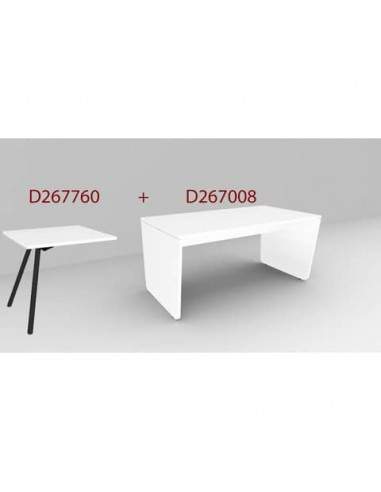 Scrivania DELLA ROVERE eKompi 220x80x74 cm con allungo e gambe in melanimico bianco strut. antracite -D267008+D267760  - 1