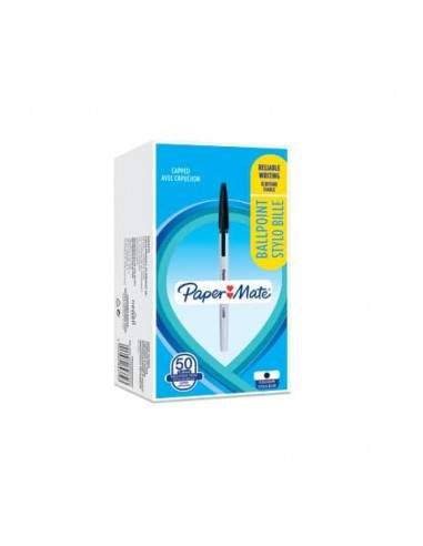 Penne a sfera con cappuccio Paper Mate PM 045 1 mm Nero Conf. 50 pezzi - 2084379  - 1